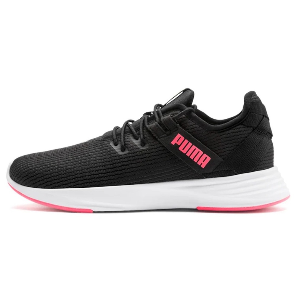 Puma Women's Black Knit Trainers with Pink Logo